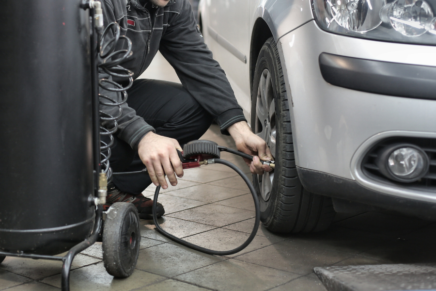 It's good practice to check your tyre pressure at a service station at least one a month.